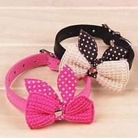 cat dog collar adjustableretractable bowknot red black blue pink yello ...