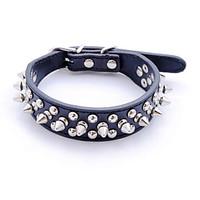 cat dog collar studded rivet red black white brown pink pu leather