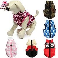 Cat Dog Coat Vest Red Green Blue Pink Rose Dog Clothes Winter Spring/Fall Skulls Camouflage Casual/Daily Keep Warm