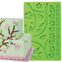 Cake Decoration Tools Nature Plum Branch Flower Fondant and Gum Paste Mould Cake Border Silicone Mold