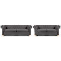 Carlton Fabric 3 and 2 Seater Suite Charcoal