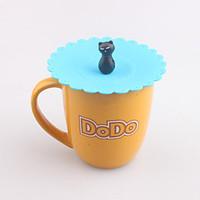 cartoon cat shaped silicone mug lid cover watertight drink cup cap ran ...