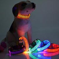 Cat / Dog Collar LED Lights / Adjustable/Retractable Leopard Red / Green / Blue / Yellow / Purple / Orange Nylon