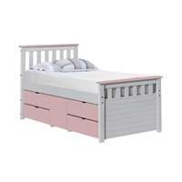 captains ferrara storage bed single white and pink