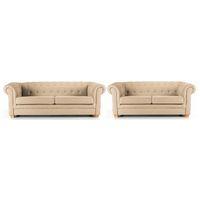 Carlton Fabric 3 and 2 Seater Suite Camel