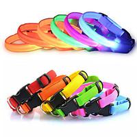Cat Dog Collar Reflective LED Lights Adjustable/Retractable Strobe/Flashing Safety Solid Rainbow Red White Green Blue Pink Yellow Orange
