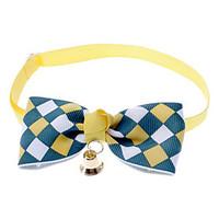 cat dog collar bow tie with bell blue pink yellow nylon