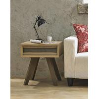 cadell aged oak lamp table with drawer