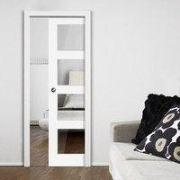 Cayman White Single Pocket Door - Clear Glass