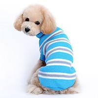 Cat Dog Sweater Dog Clothes Casual/Daily Keep Warm Stripe Blue