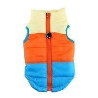 Cat Dog Coat Vest Dog Clothes Winter Spring/Fall Color Block Casual/Daily Keep Warm Rose Green Blue Pink Light Blue