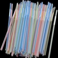 Casual/Daily Drinkware 100 PE Juice Smoothie Straws(100 Transparent Background with Color Straws)