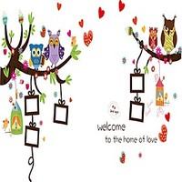 Cartoon Photo Love Heart Wall Stickers Owls Animals Wall Decals Welcome to the Home Of Love Removable Kids Sticker