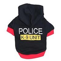 Cat Dog Hoodie Black Dog Clothes Winter Spring/Fall Police/Military Fashion