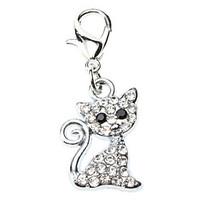 cat dog tag rhinestone cartoon silver alloy