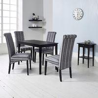 Carmen Dining Table with 4 Upholstered Chairs Grey