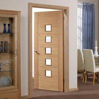 Carini 5 Pane Oak Door with Clear Safety Glass
