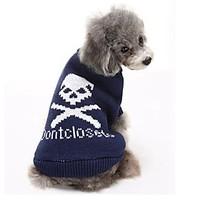 Cat Dog Sweater Dog Clothes Winter Skulls Casual/Daily Keep Warm Black Gray Blue Pink