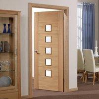 carini 5 pane oak door with clear safety glass prefinished