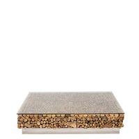 Caspian Avant Garde Driftwood and Glass Square Coffee Table