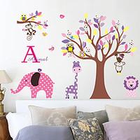Cartoon Owl Flowers Tree Zoo Wall Stickers Removable Children\'s Room Wall Decals