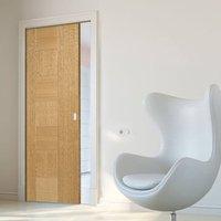 Catalonia Oak Fire Pocket Door is Pre-Finished and 1/2 Hour Fire Rated