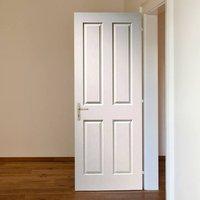 Cadeby 4 Panel Fire Door with Woodgrained Effect is Primed and 1/2 hour Fire Rated