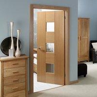 catalonia oak flush veneer door with linea safety glass is lacquer var ...