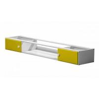 catania underbed cupboards with open shelf in white with lime details