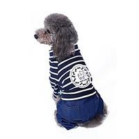 Cat Dog Coat Clothes/Jumpsuit Pants Dog Clothes Cute Fashion Casual/Daily Stripe Blue Red