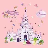 Cartoon Princess Castle Fairy Tale World Kids Bedroom Wall Stickers Fashion Flowers Wall Decals