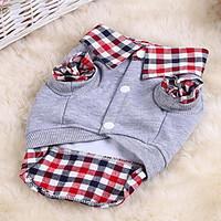 Cat Dog Sweatshirt Dog Clothes Winter Summer Spring/Fall Plaid/Check Cute Casual/Daily Sports Gray