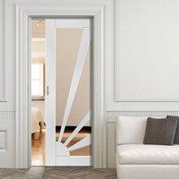 calypso aurora shaker white single pocket door clear glass