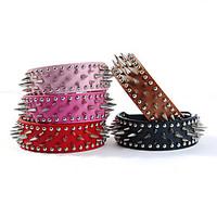 Cat / Dog Collar Adjustable/Retractable / Studded Rock / Music Red / Black / Brown / Pink / Rose PU Leather
