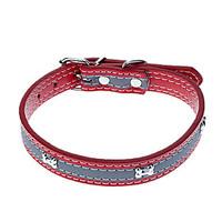 Cat / Dog Collar Reflective / Adjustable/Retractable Red / Black / Blue / Rose PU Leather