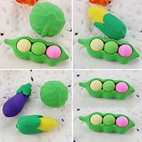 Cartoon Vegetable Cabbage Pea Corn Detachable Rubber Eraser (Random Color)