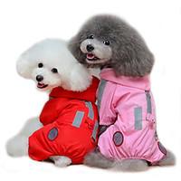 Cat Dog Rain Coat Dog Clothes Summer Spring/Fall Solid Waterproof Red Pink