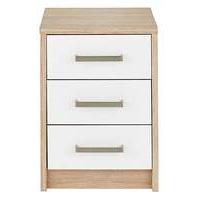 canyon gloss 3 drawer bedside table