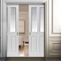 canterbury white double pocket doors etched glass