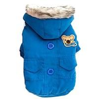 Cat Dog Coat Hoodie Dog Clothes Winter Spring/Fall Solid Keep Warm Windproof Red Blue