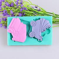 Car And Baby Carriages Fondant Cake Chocolate Silicone Molds, Decoration Tools Bakeware