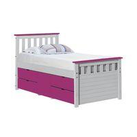 Captains ferrara storage bed - Single - White and Fuchsia