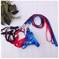 Cat Dog Harness Leash Adjustable/Retractable Solid Nylon Black Red Blue