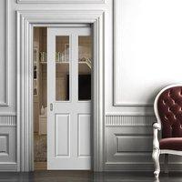 Canterbury White Primed 2 Pane Pocket Fire Door, 1/2 Hour Fire Rated - Pyran Clear Fire Glass