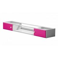 catania underbed cupboards with open shelf in white with fuschia detai ...