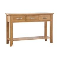 cambridge oak 3 drawer console table