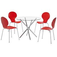 Casa Oval Table Dining Set with 4 Ibiza Chairs Red