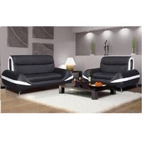 carmena 3 and 2 pu sofa set in black and white