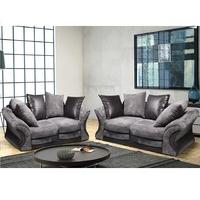 Camden Fabric Sofa Suite 3 And 2 Seater Grey And Black