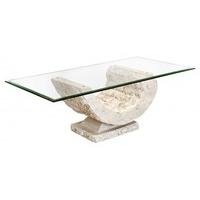 carol stone coffee table in clear glass top